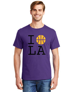 LA Lakers Yellow Basketball Purple T Shirt