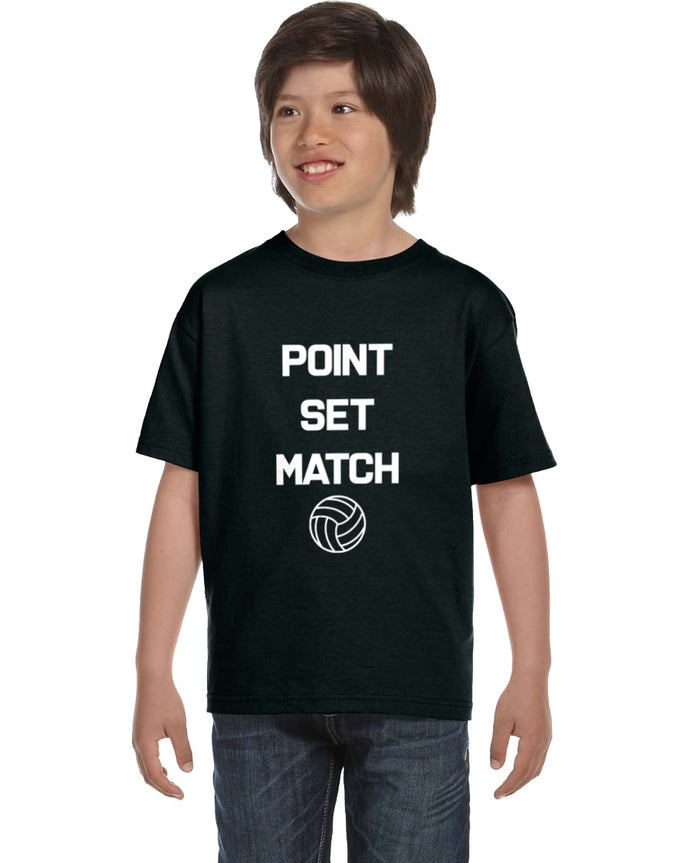 Point, Set, Match Volleyball Black Youth Shirt