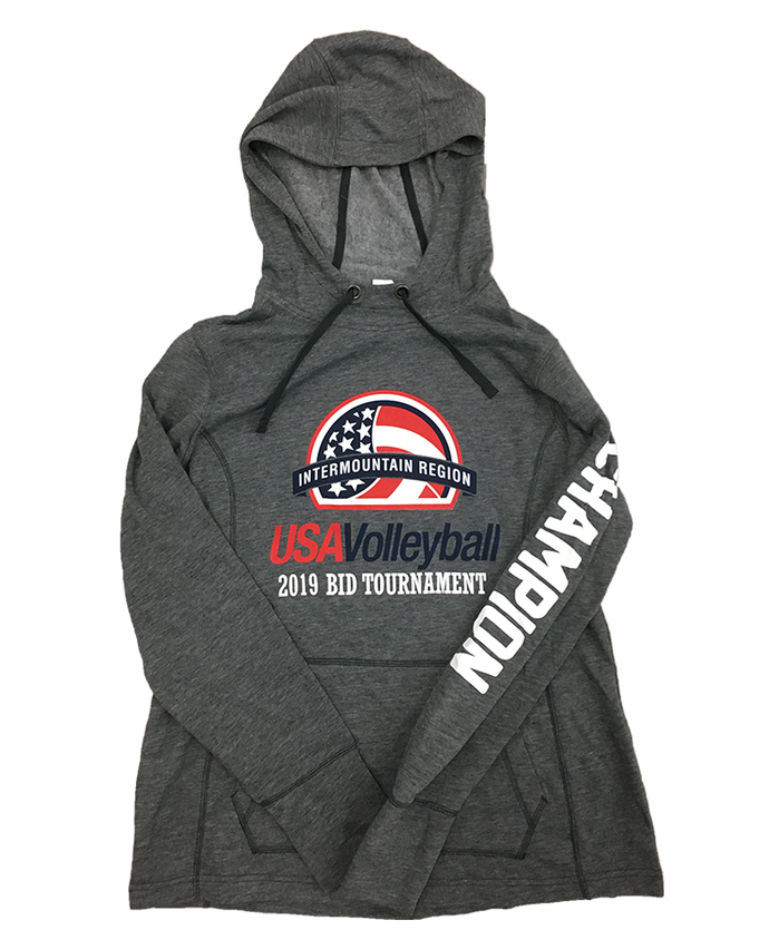 Intermountain Volleyball Women's Gray Champion Hoodie for 2019 Bid Tournament