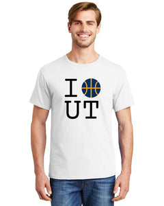 Basketball Utah White Tee - Navy Ball Design