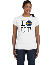 Basketball Utah White Tee - Navy Ball Design