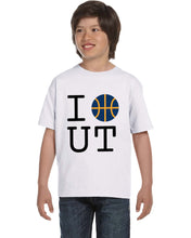Basketball Utah White Tee - Navy Ball Design